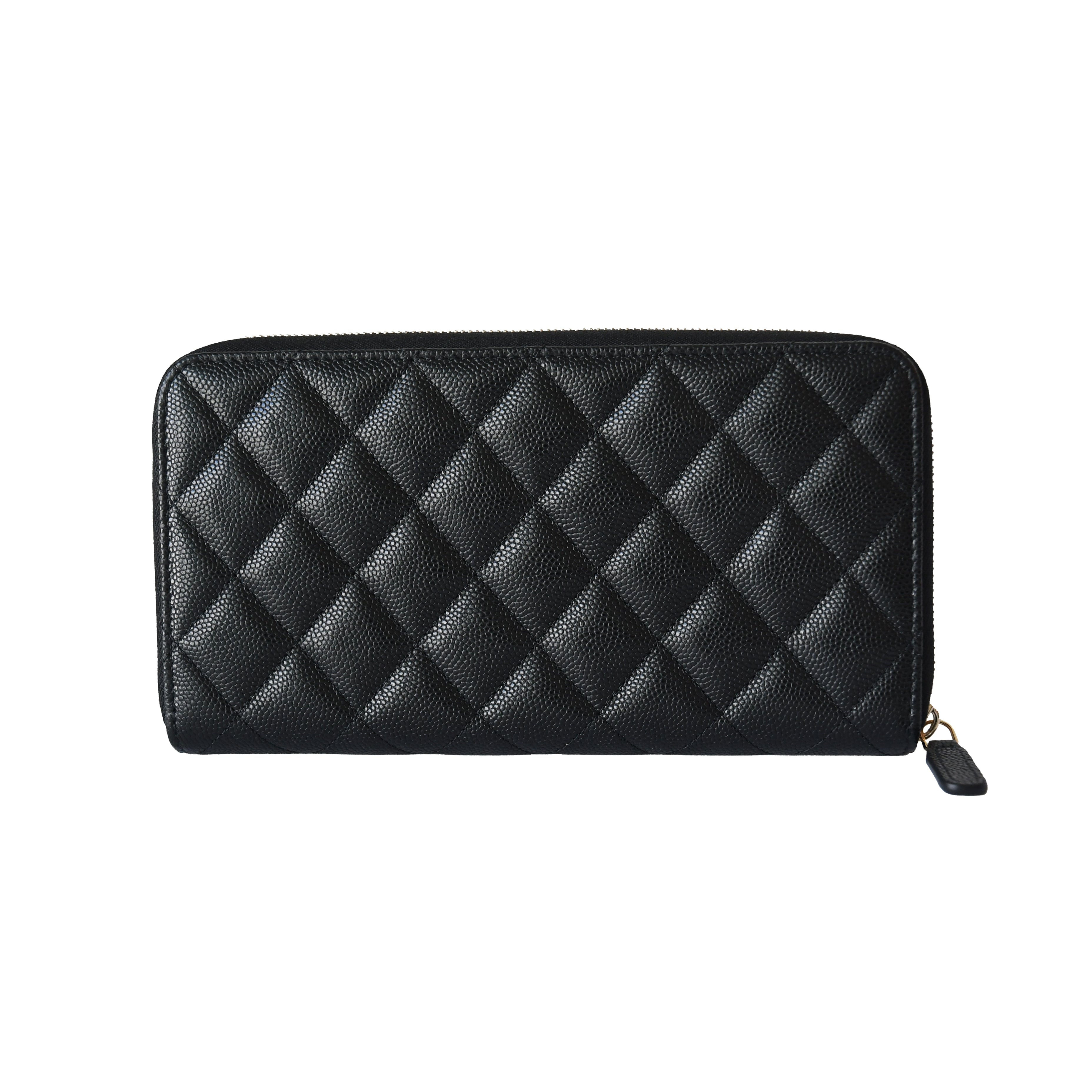 Chanel Perforated CC Mark Caviar Quilted Long Zipped Wallet Black - 2