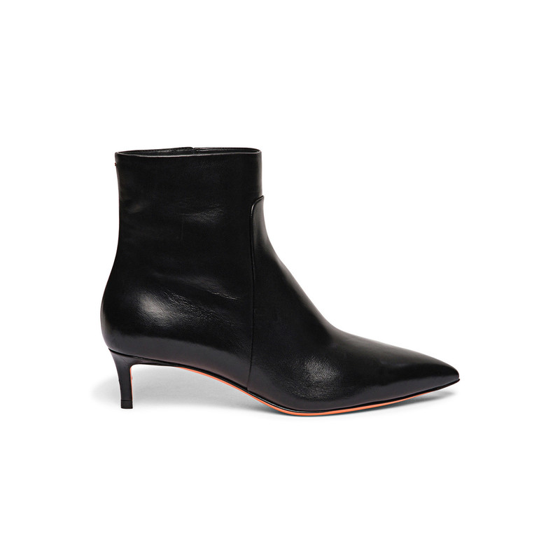 Santoni Women's black leather low-heel ankle boot outlook