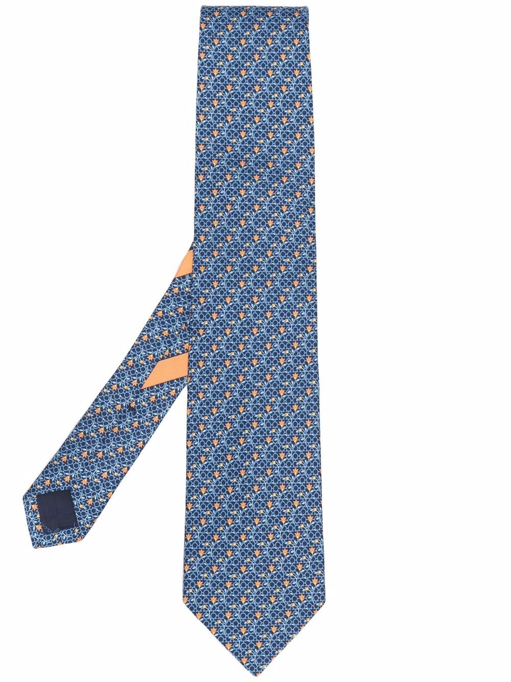 motif-print silk tie - 1