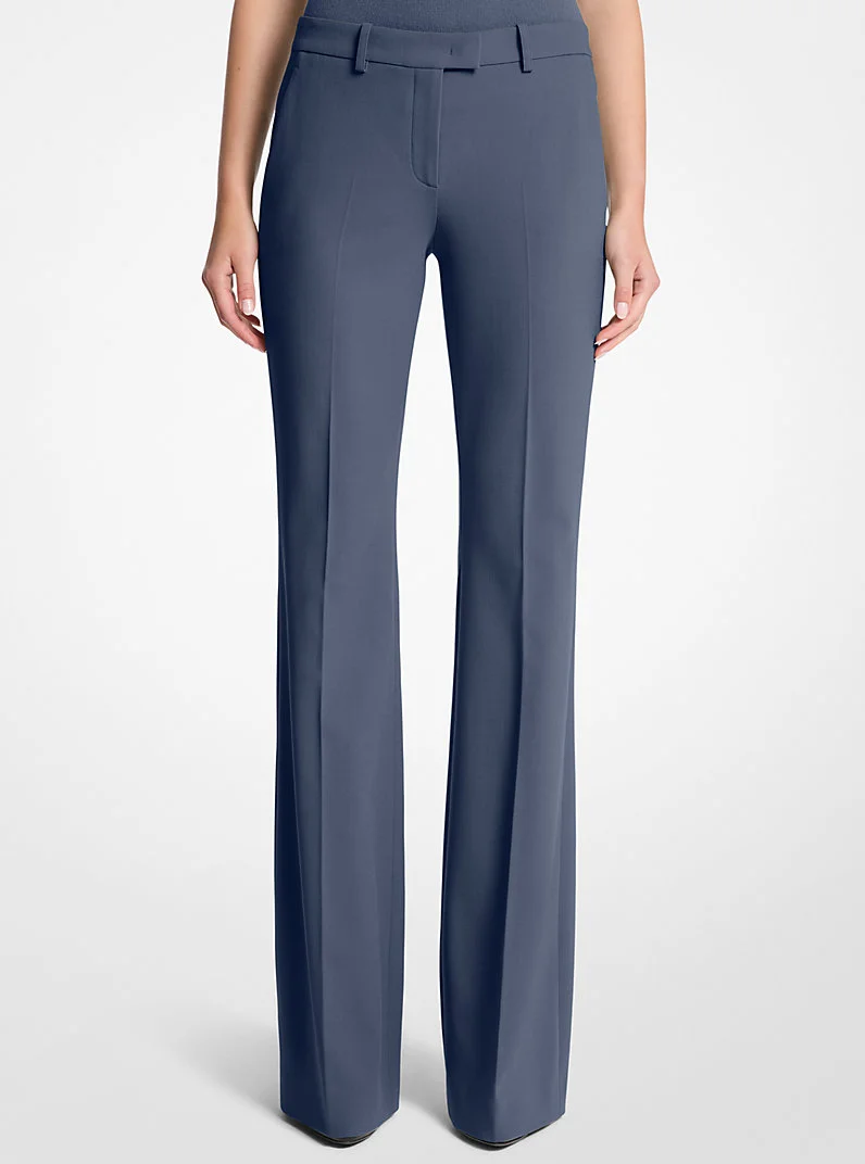Haylee Stretch Wool Crepe Flared Trousers - 1