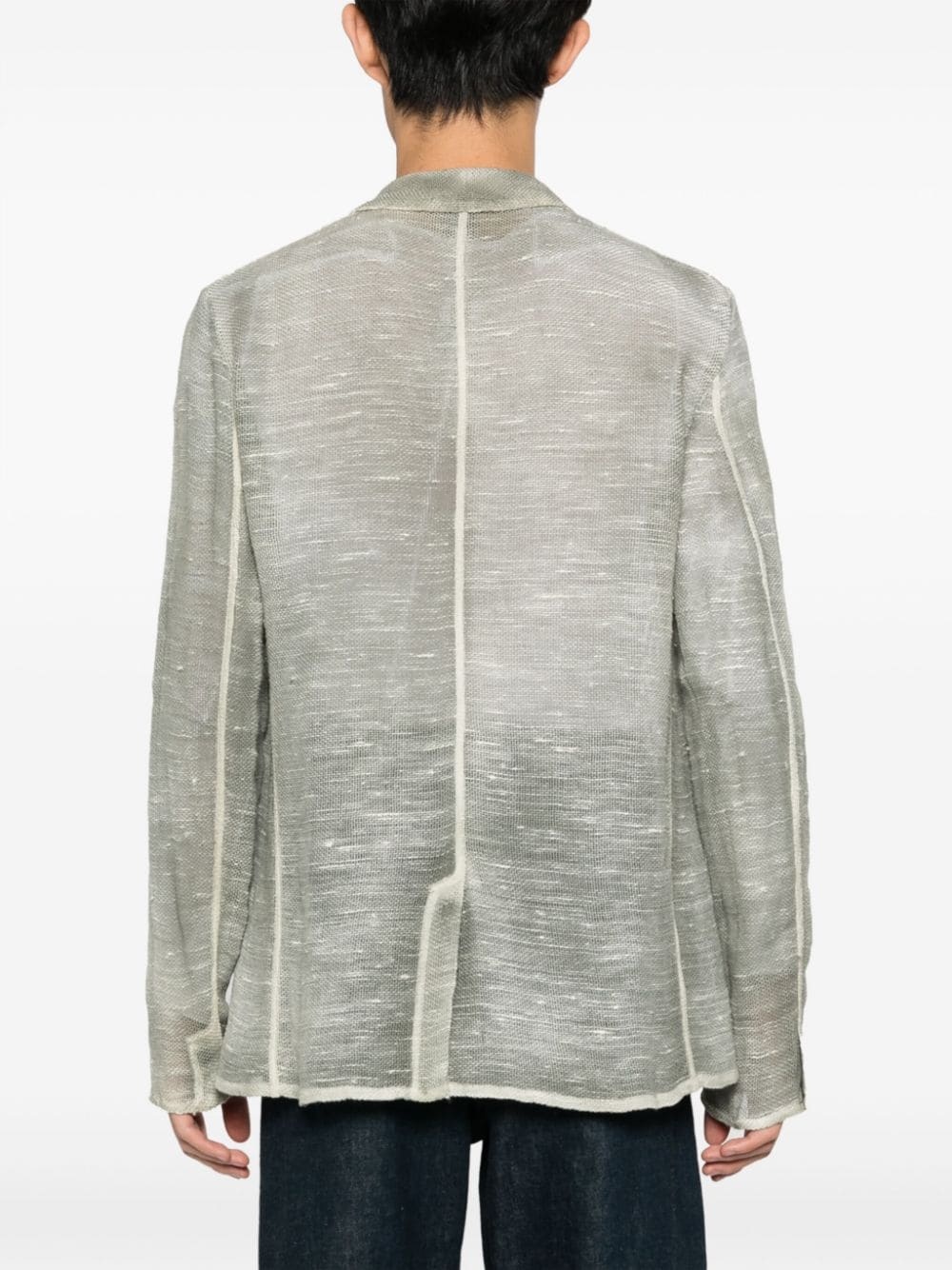 single-breasted open-knit blazer - 4