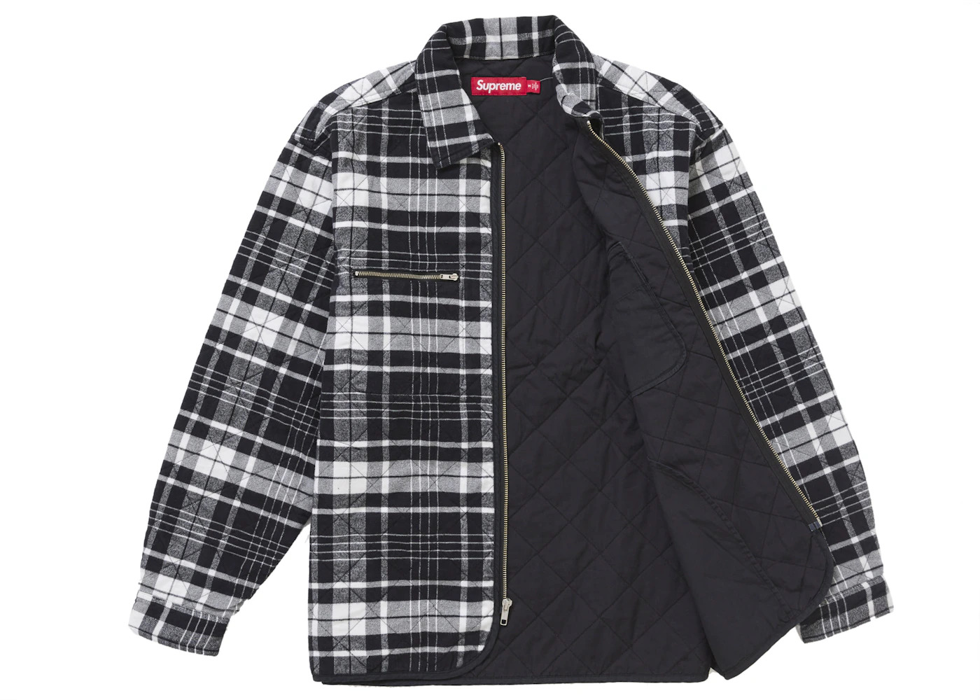 Supreme Quilted Flannel Zip Up Shirt Black - 2