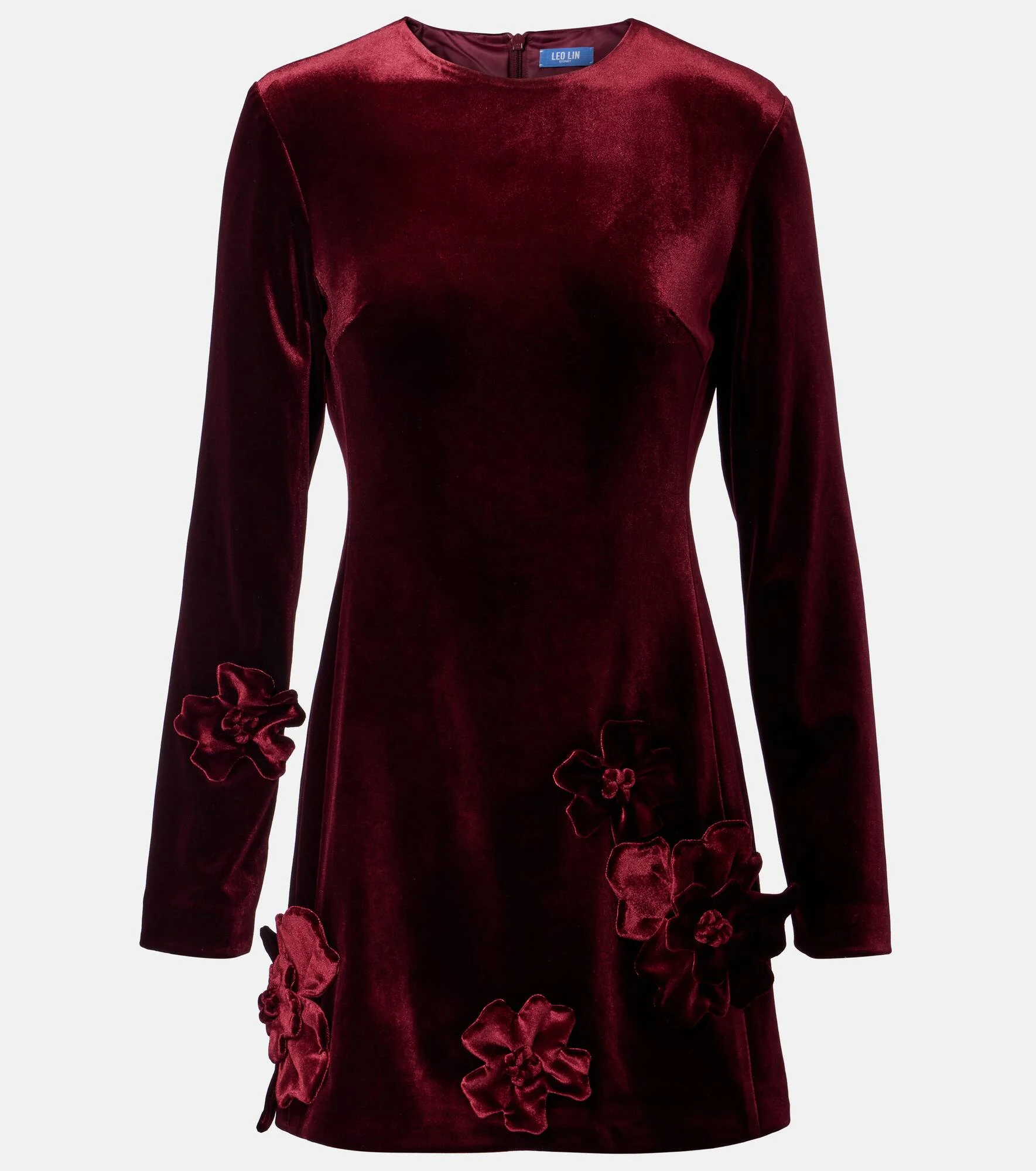 Aliza floral-appliqué velvet minidress - 1