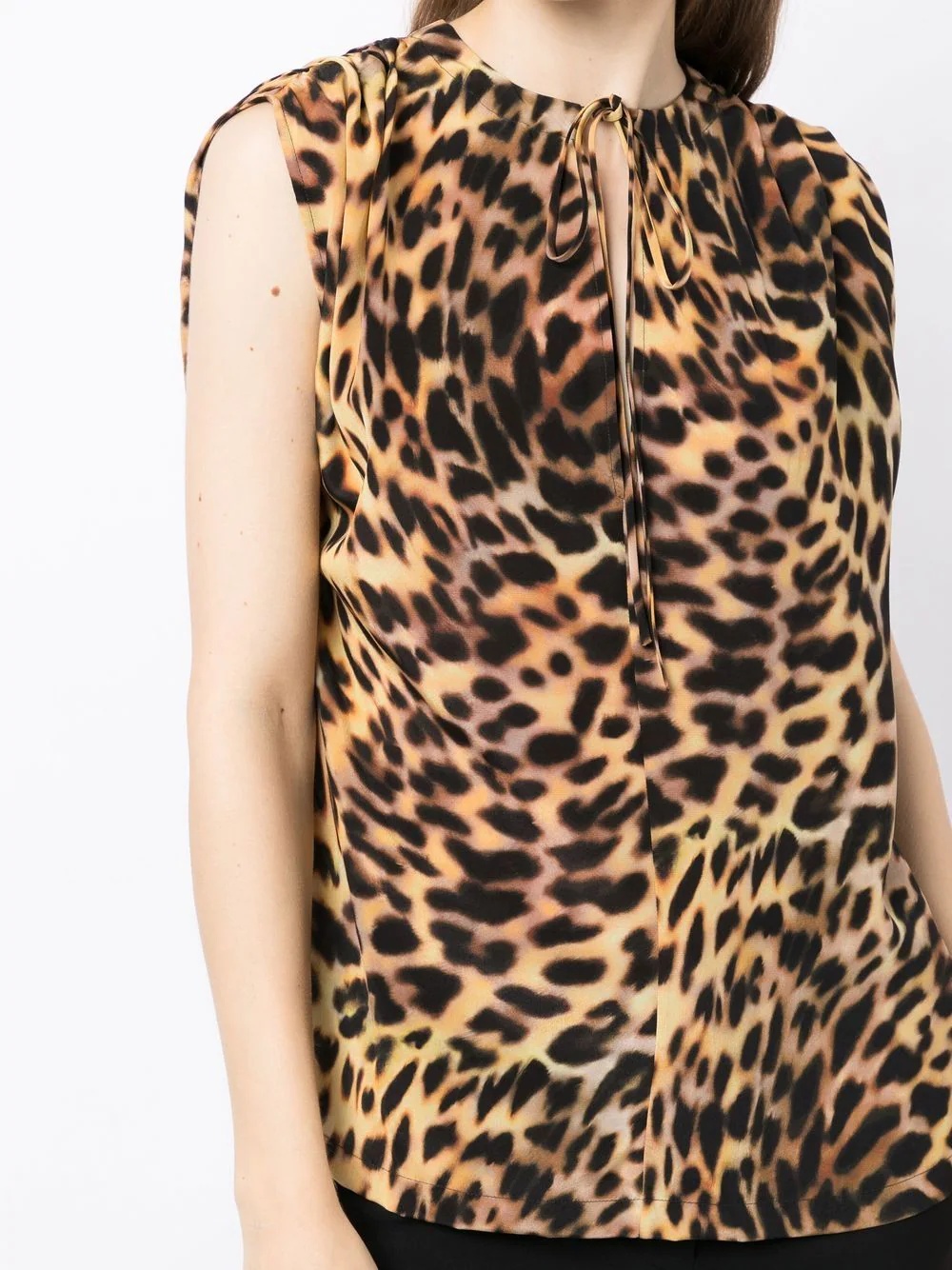 leopard-print silk blouse - 5