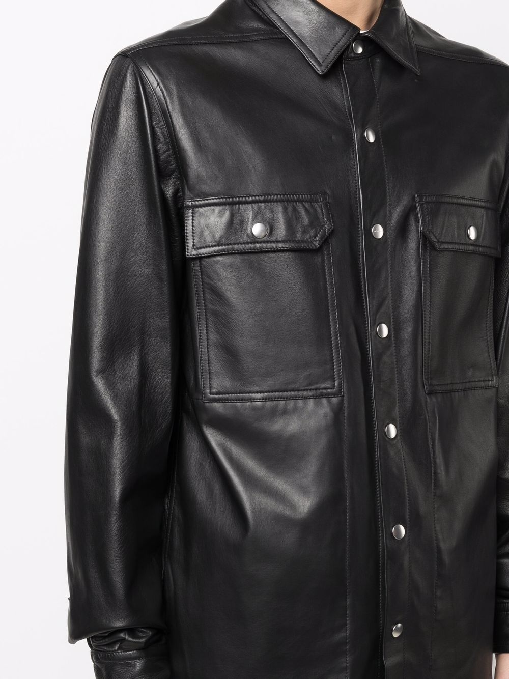 button-up leather jacket - 5