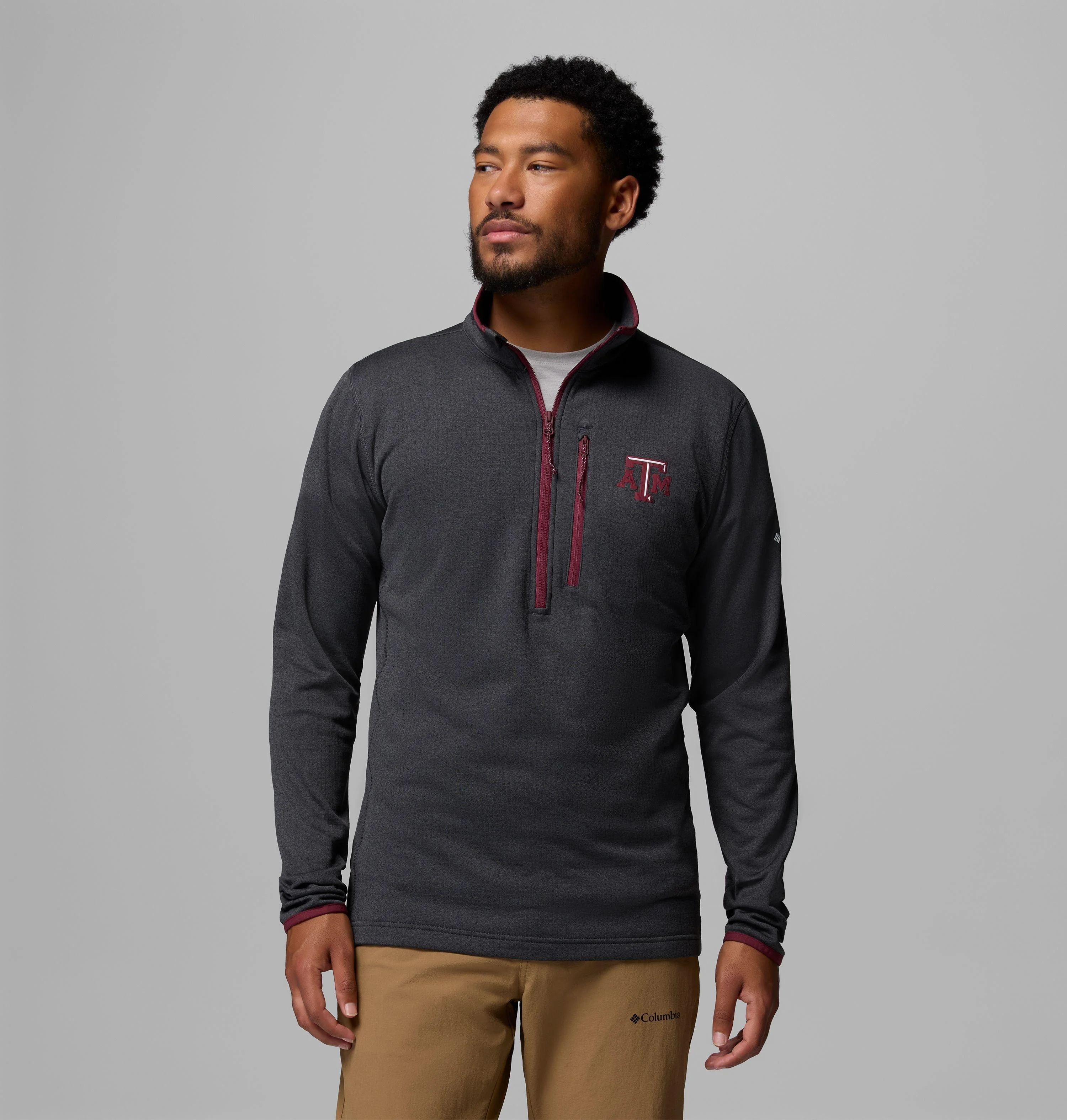 Men's Collegiate Essential Hike Grid Fleece Half Zip - Texas A&M - 1