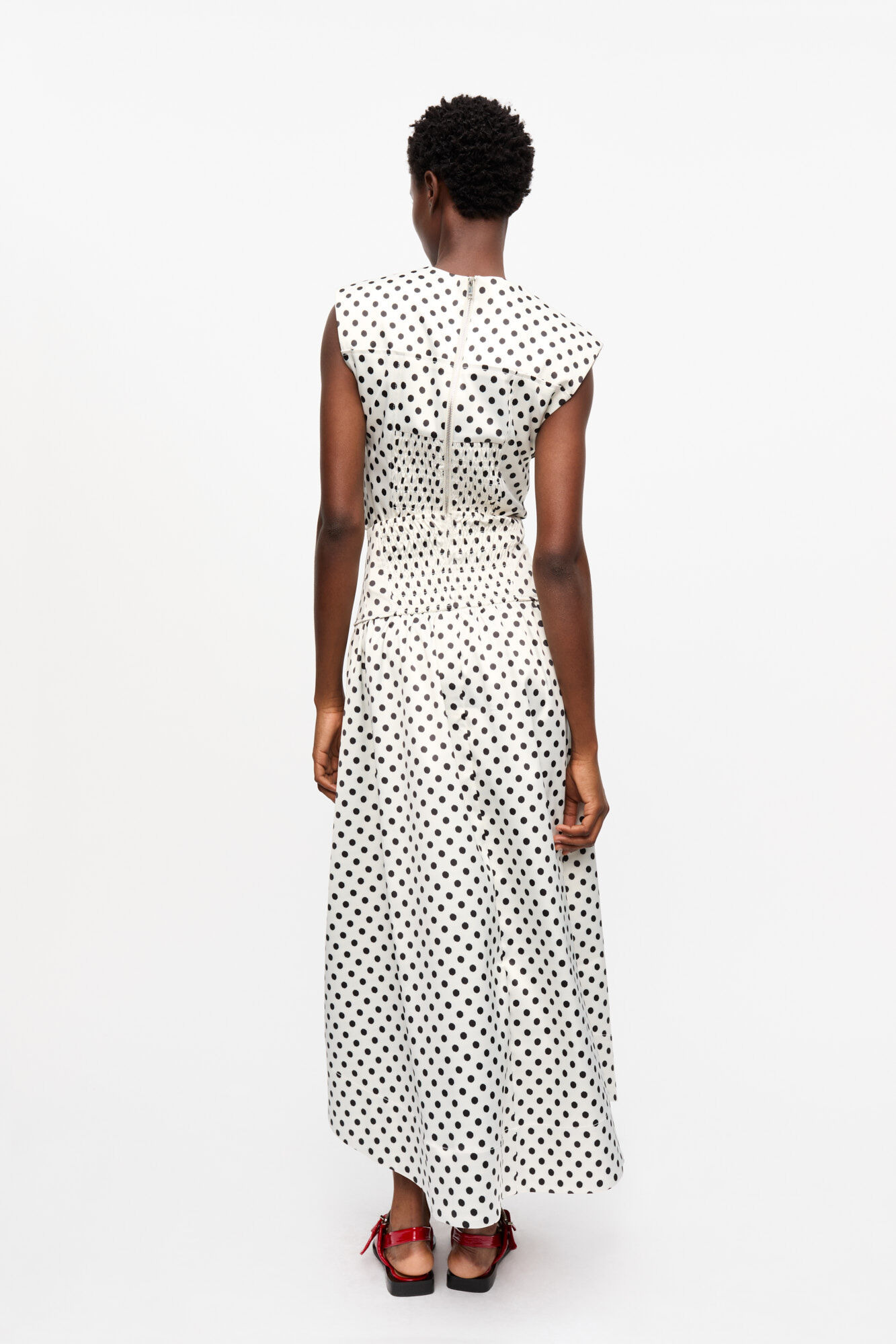 POLKA-DOT DOUBLE SATIN LONG POCKET SKIRT - 6