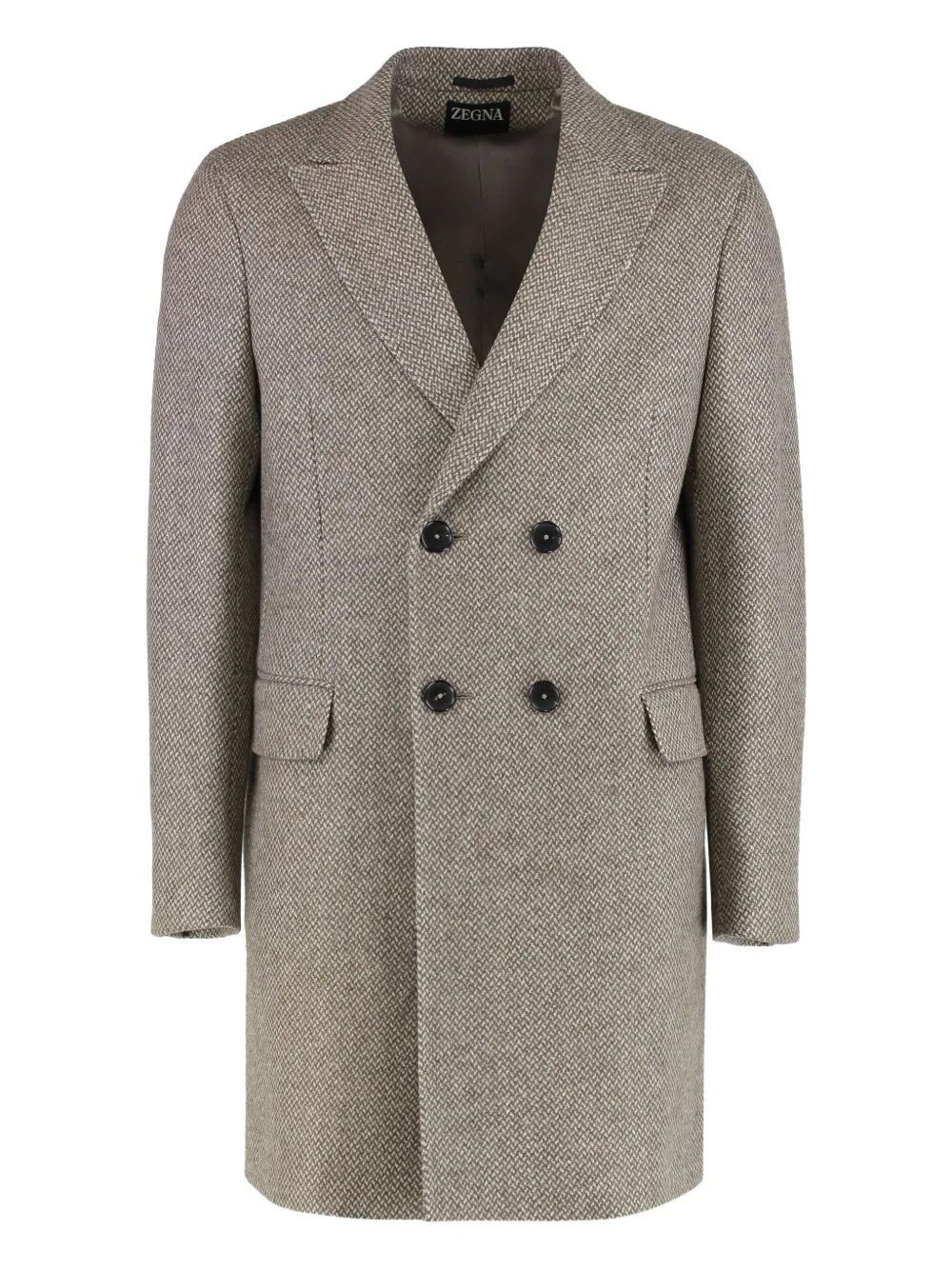 notched lapels wool double breasted coat - 1