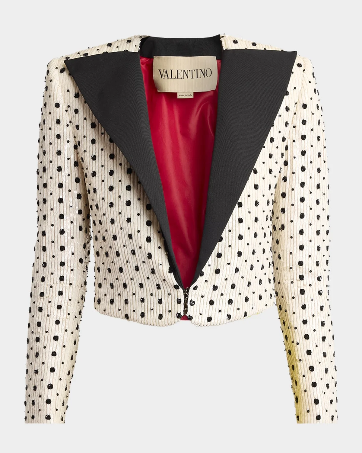 Polka-Dot Sequined Crop Blazer Jacket - 1