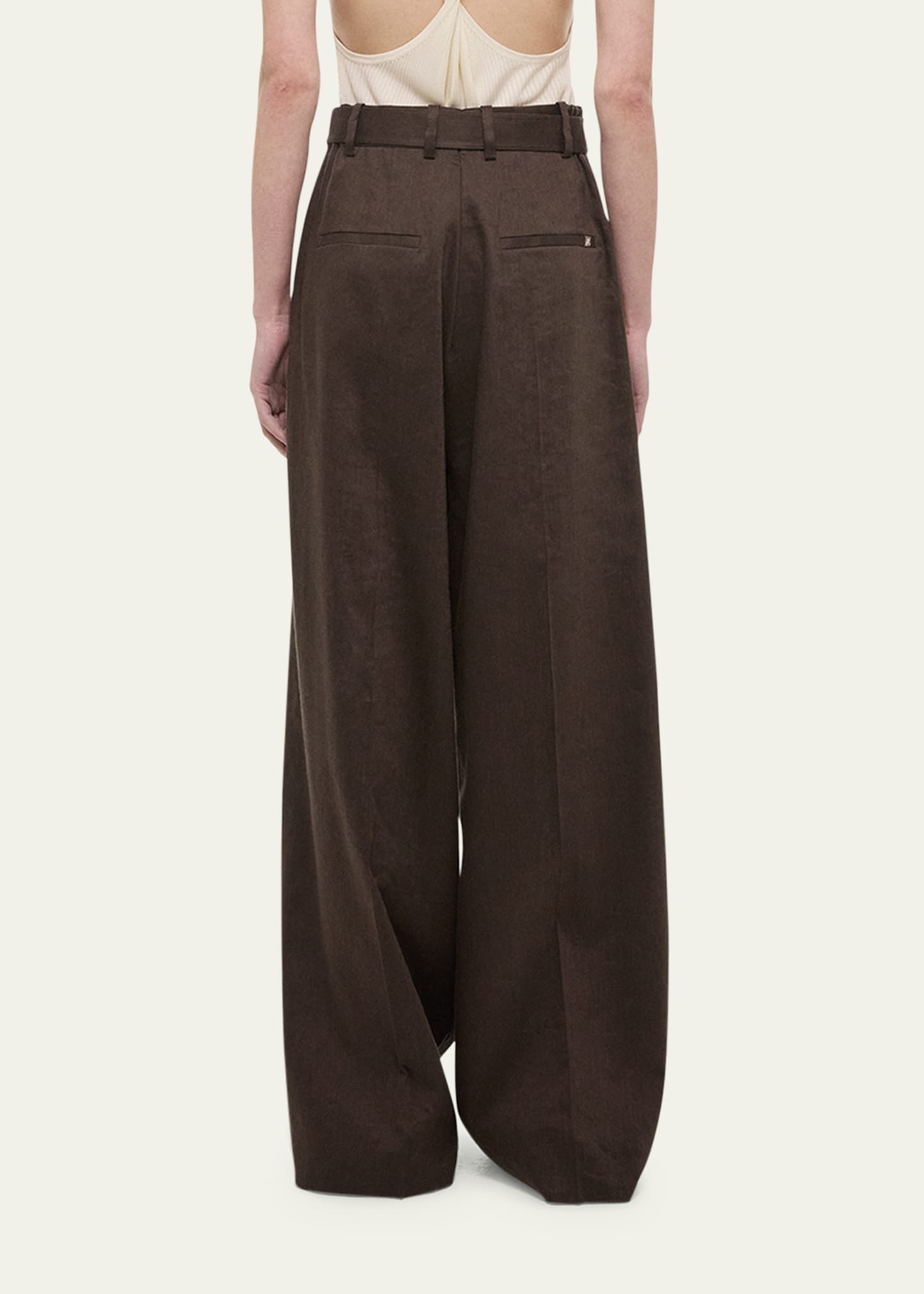 Wide Double-Pleat Trousers with Belt - 3