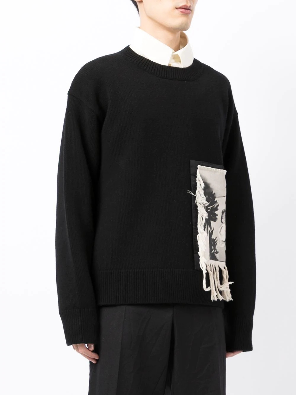 abstract-print frayed-edge jumper - 3