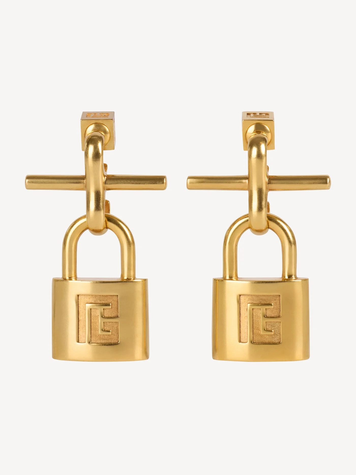 Brass Pulse padlock earrings - 1