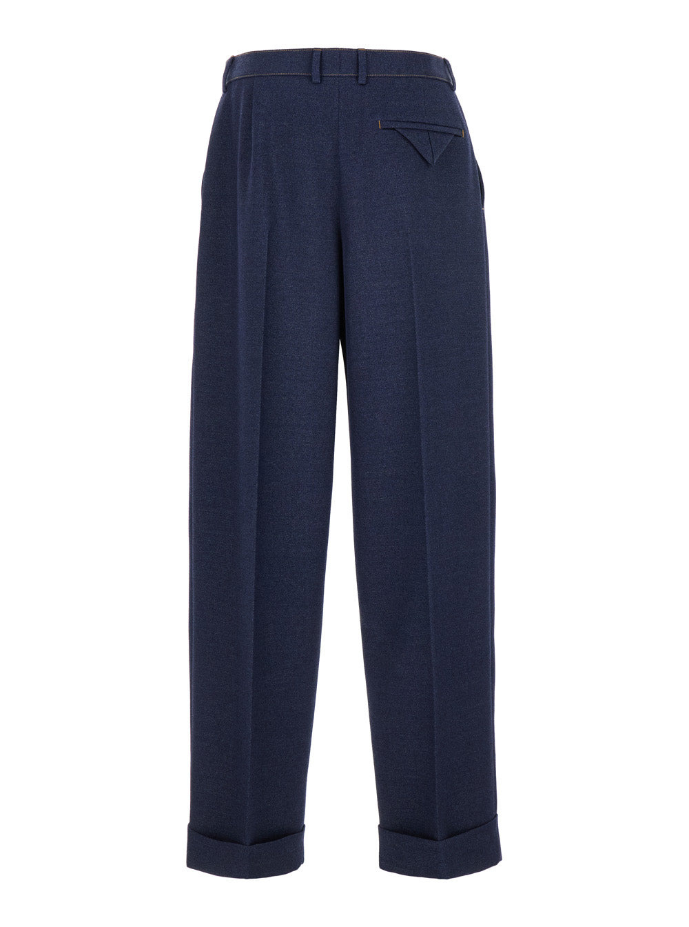 Bottega Veneta Men Blue Pants With Belt Loops And Turn-Up Hem In Wool Man - 2