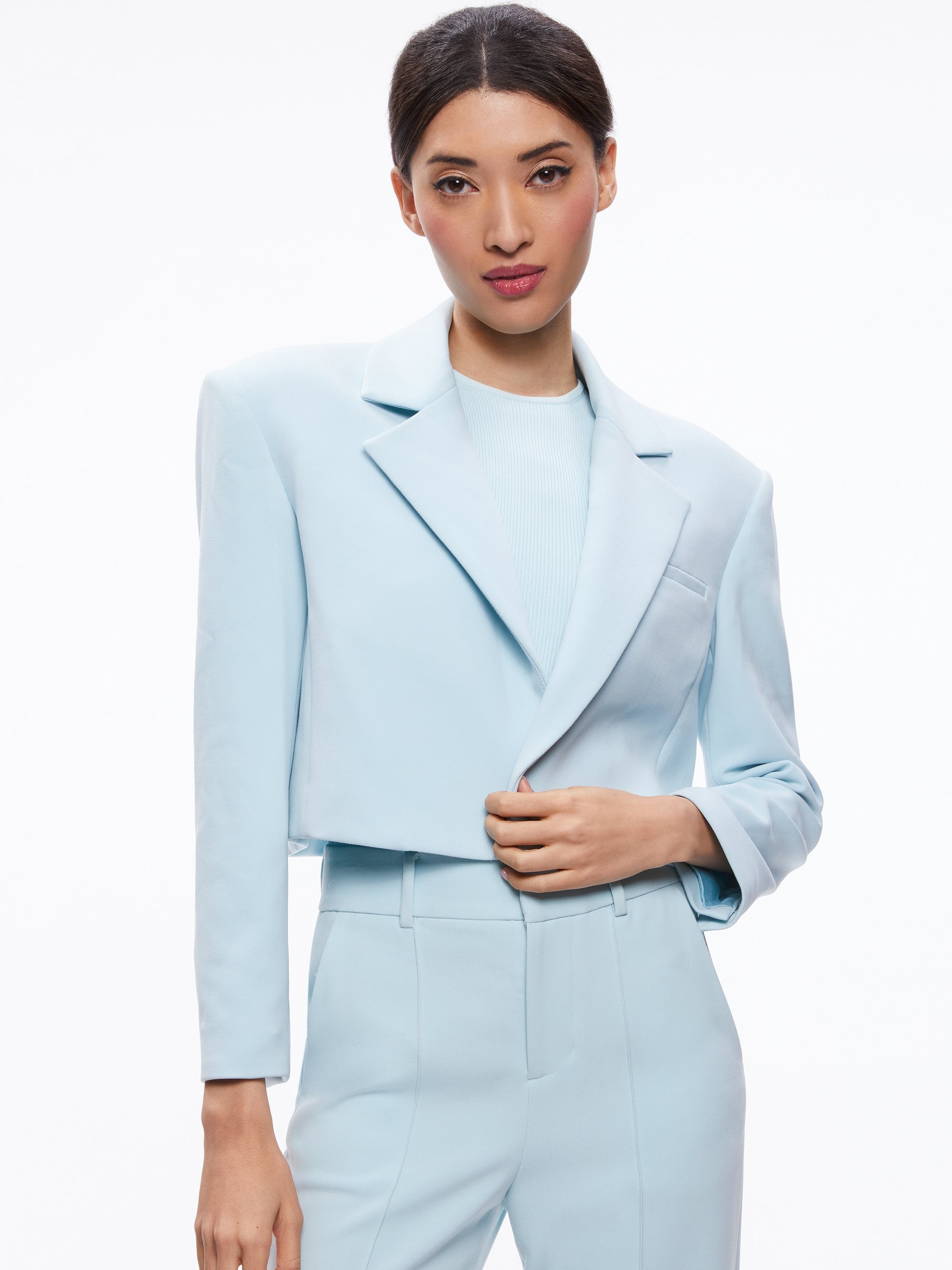 SHAN CROPPED RUCHED SLEEVE BLAZER - 2