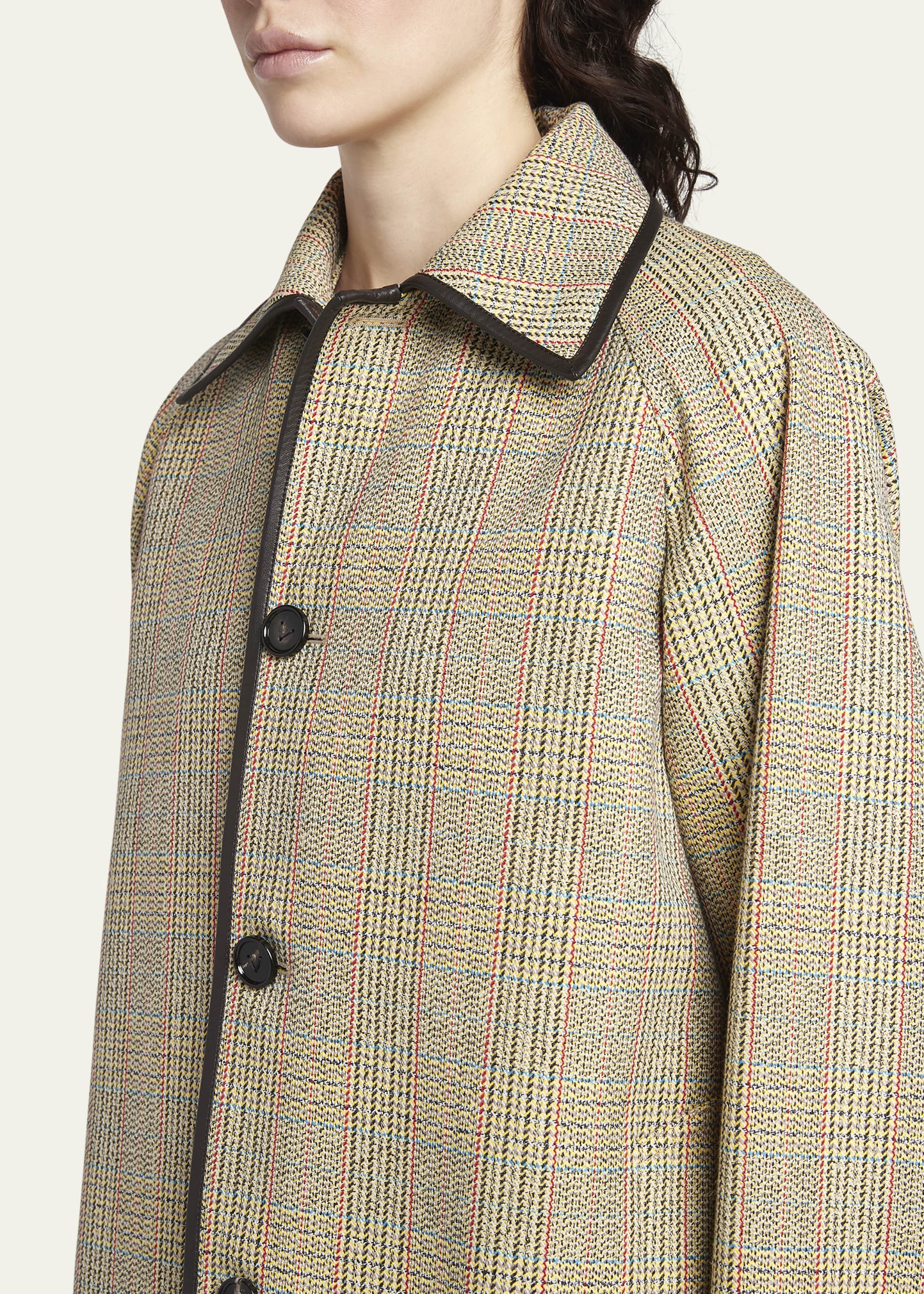 Bottega Veneta Distorted Prince Of Wales Wool Coat