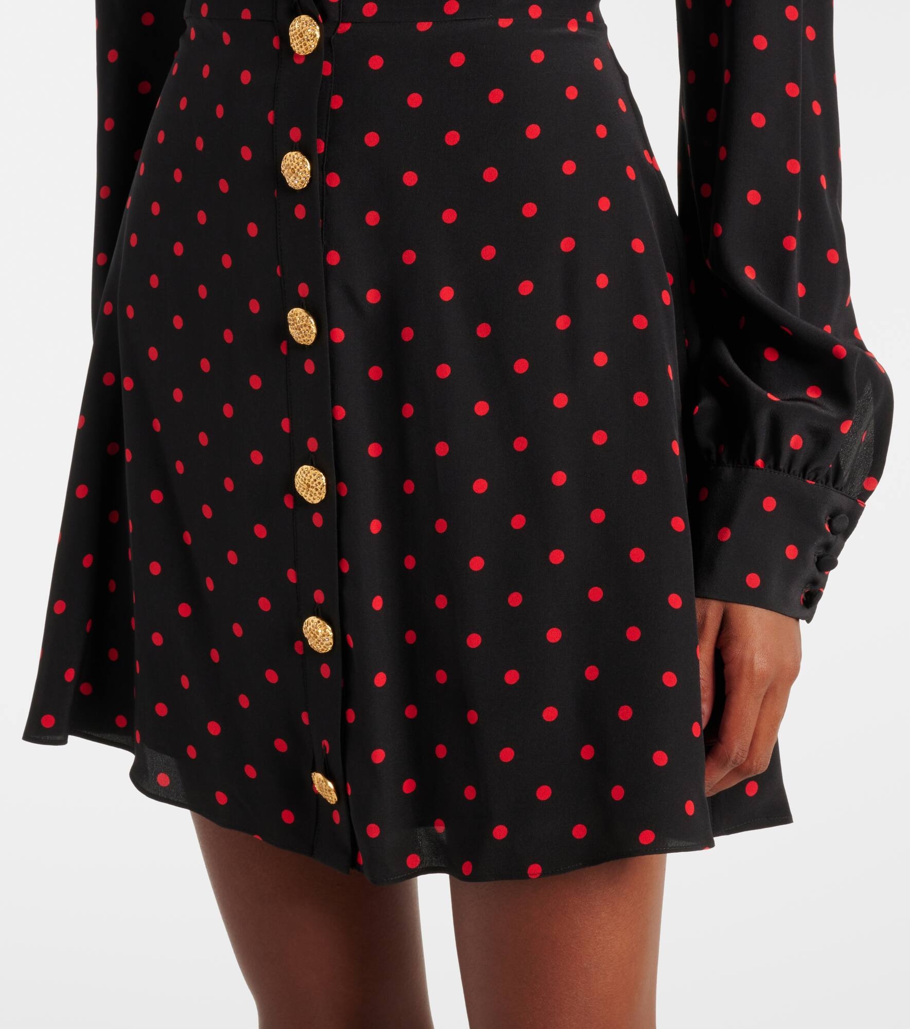 Polka-dot lace-trimmed silk minidress - 5