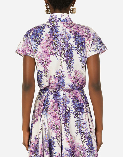 Dolce & Gabbana Wisteria-print poplin shirt with knot detail outlook