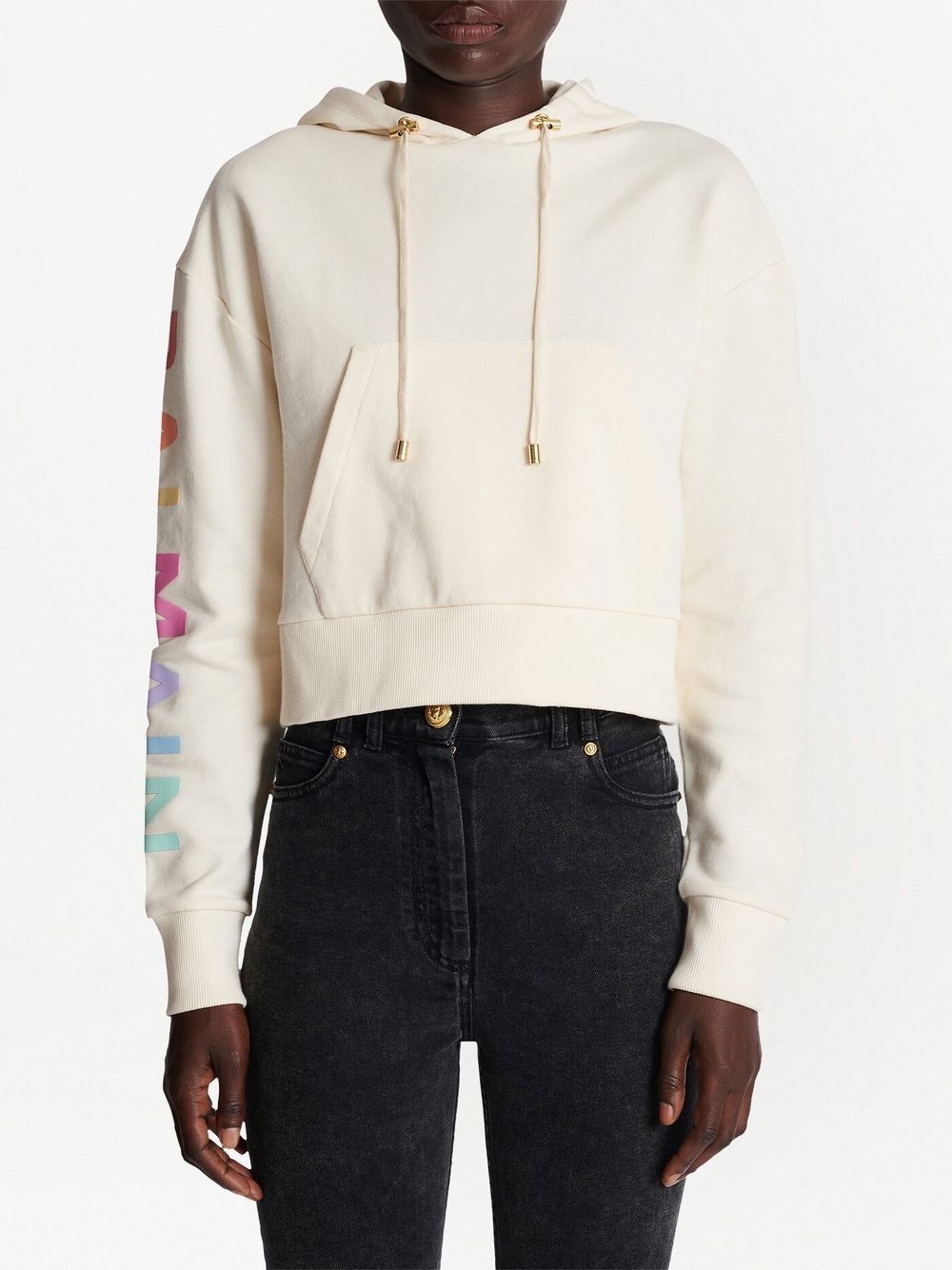 logo-print cropped hoodie - 4