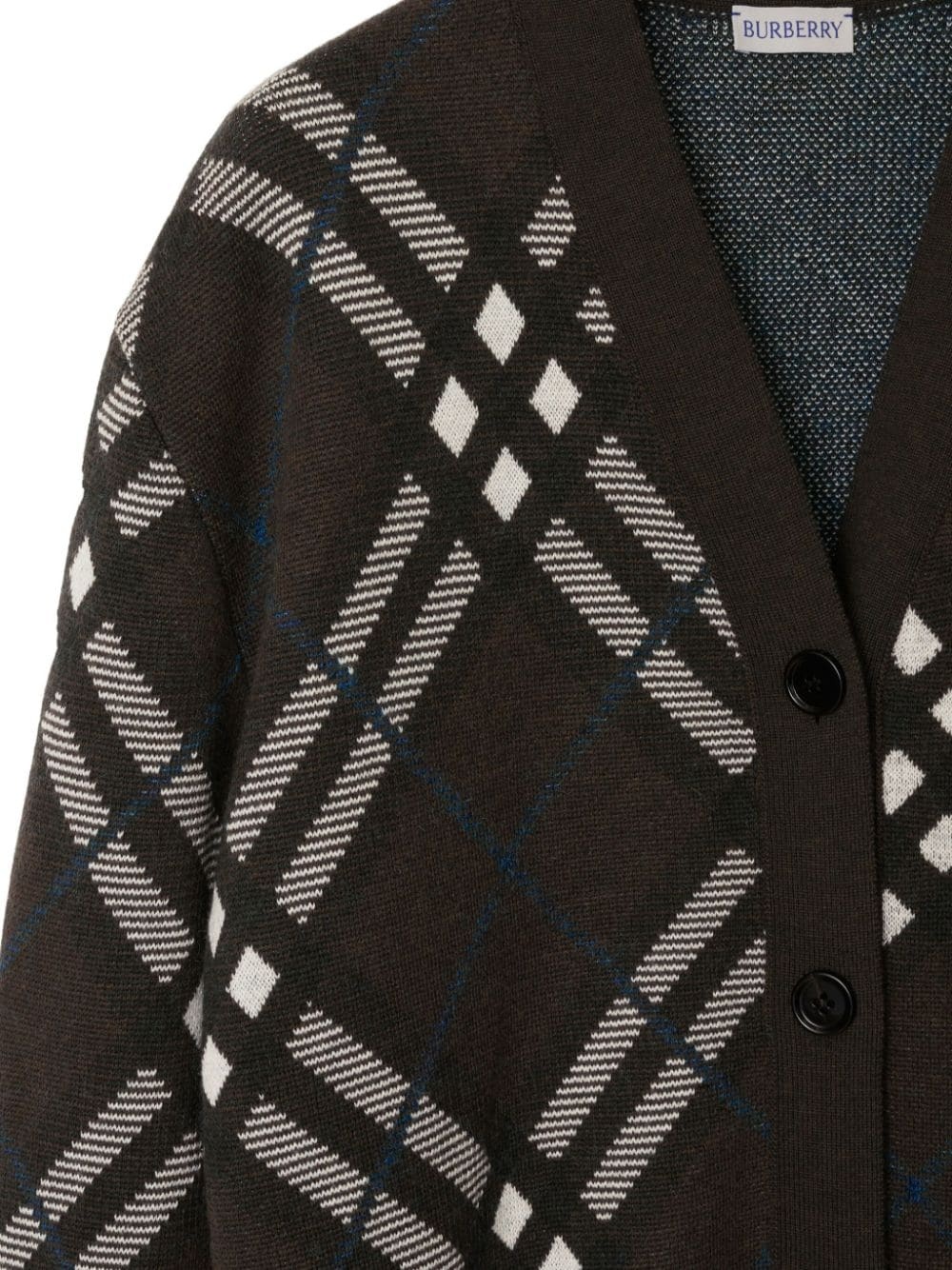 check wool blend cardigan - 3
