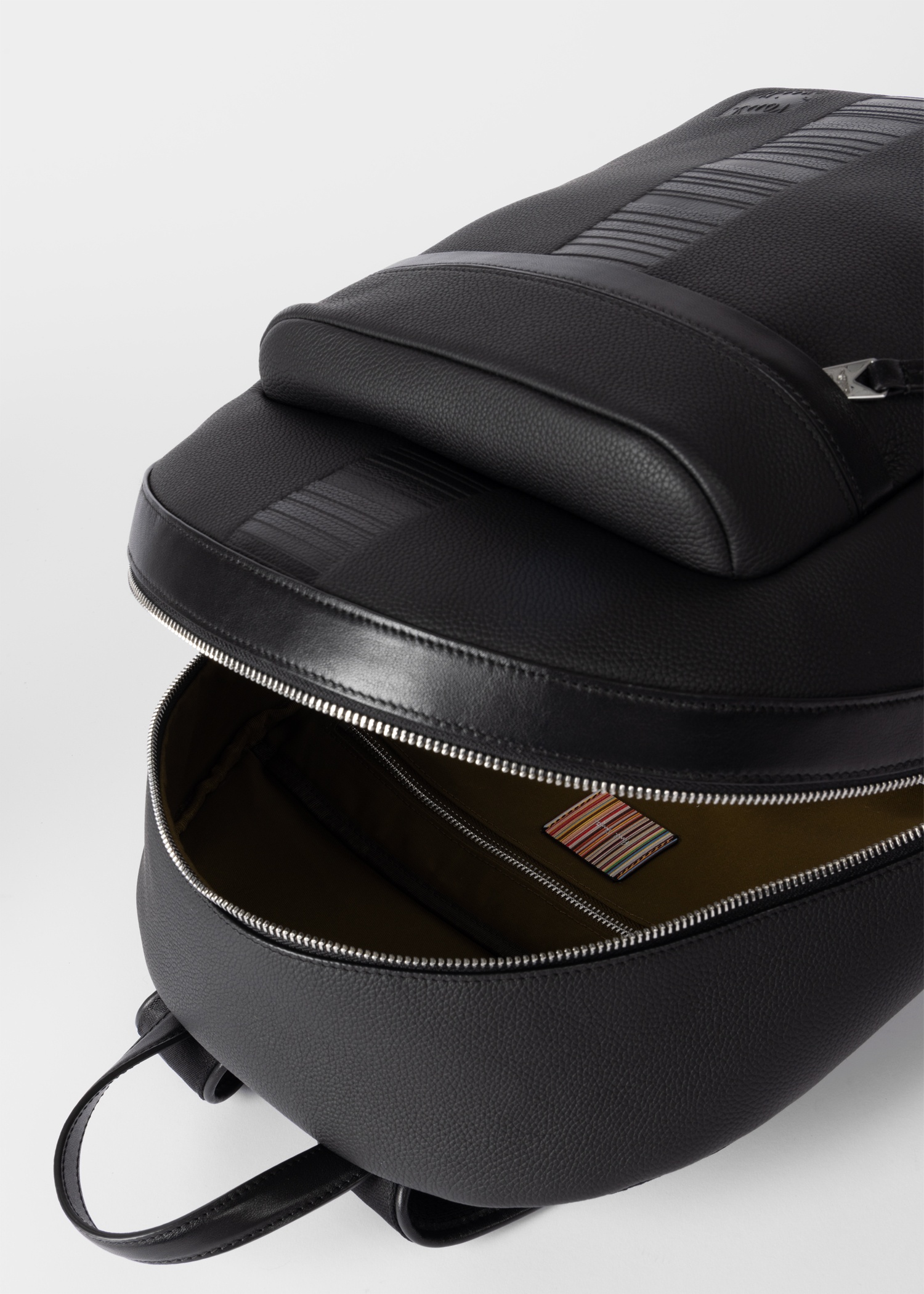 Black Leather Central 'Shadow Stripe' Backpack - 5