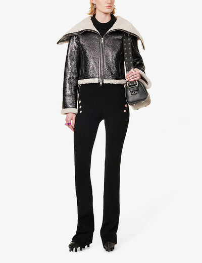 Jean Paul Gaultier Cyber metallic cropped shearling jacket outlook