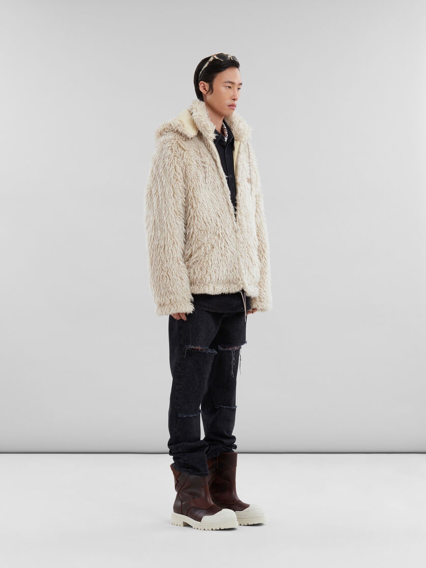 OAT SHAGGY JACKET WITH DETACHABLE HOOD - 6