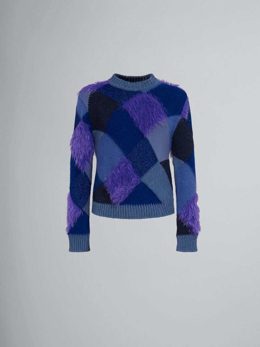 BLUE RHOMBUS JUMPER WITH RHOMBUS INTARSIA - 1