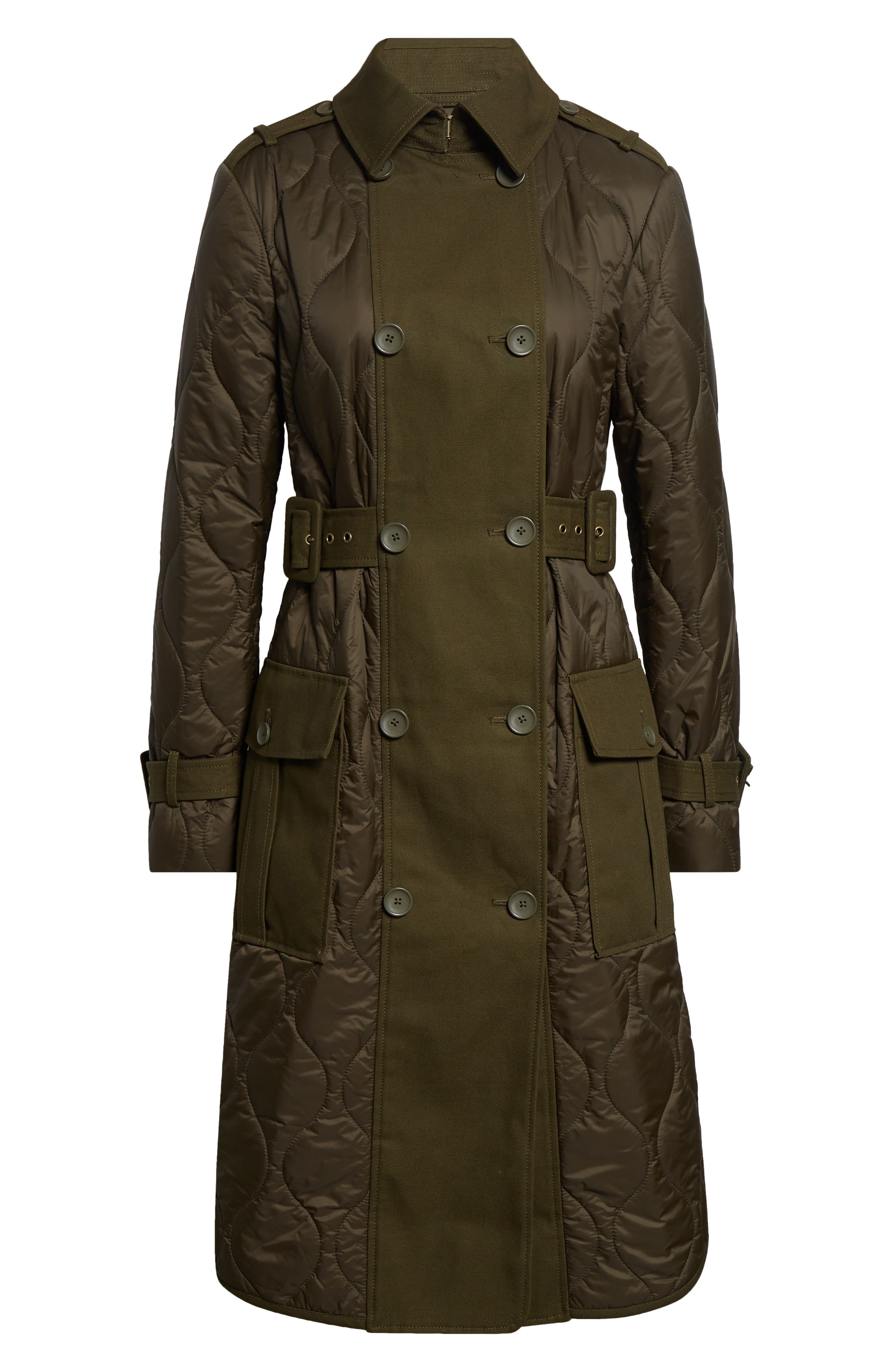 Veronica Beard Newberry Quilted Mixed Media Coat in Cypress at Nordstrom - 6