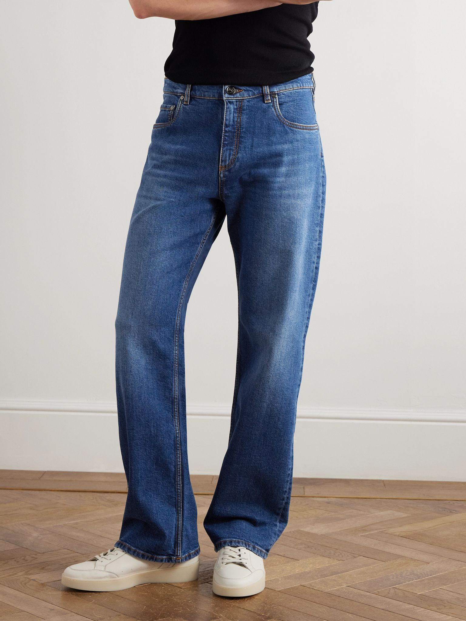 Straight-Leg Logo-Embroidered Jeans Blue - 3