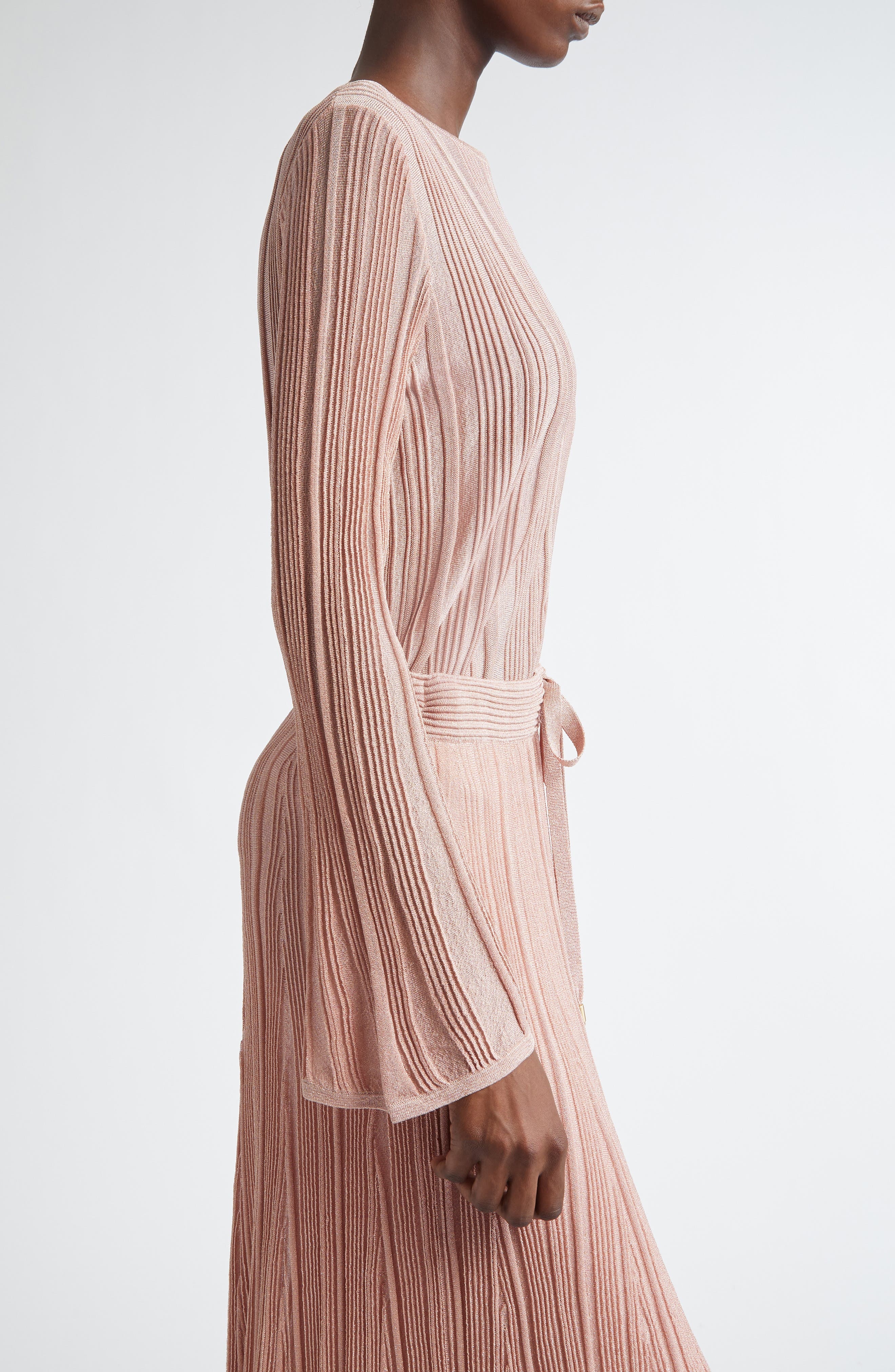 Zimmermann Lucky Metallic Rib Sweater in Metallic Pink at Nordstrom - 4