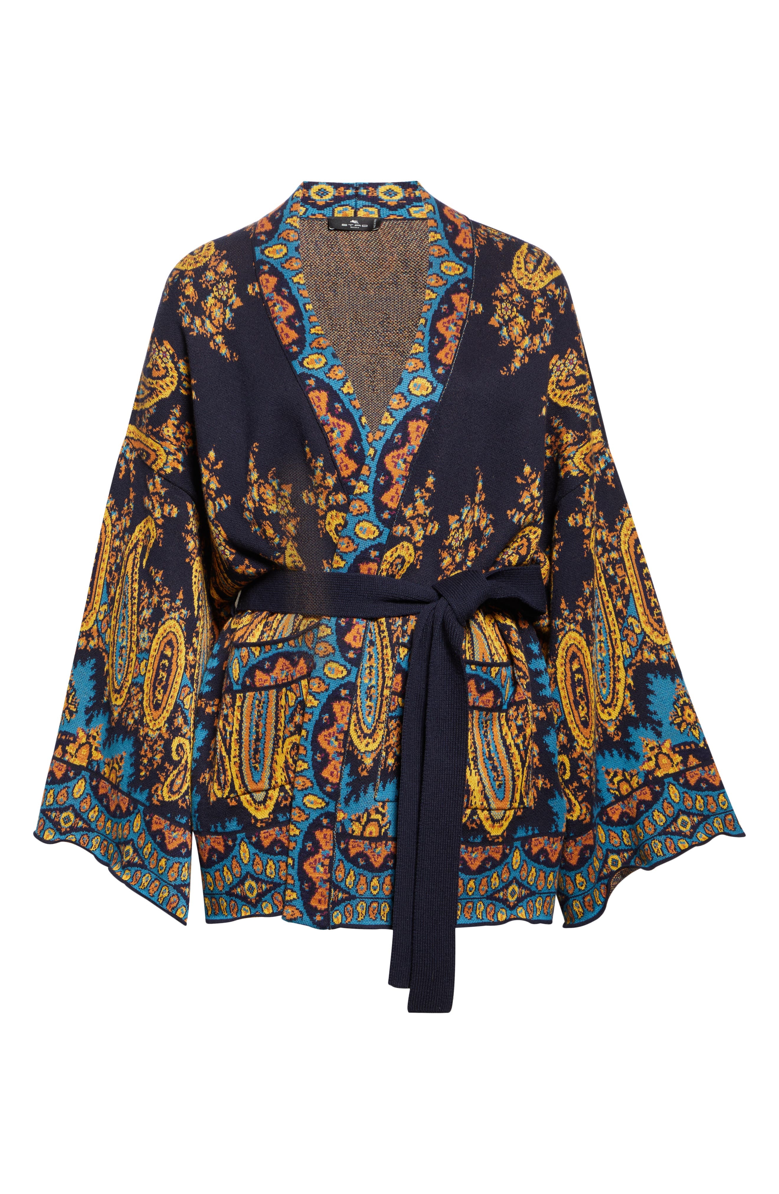 Etro Paisley Jacquard Wrap Cardigan in Print On Blue Base at Nordstrom - 5
