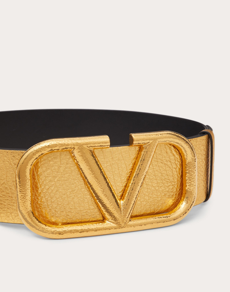 Valentino VLogo Signature Metallic Grainy Calfskin Belt 70 mm outlook