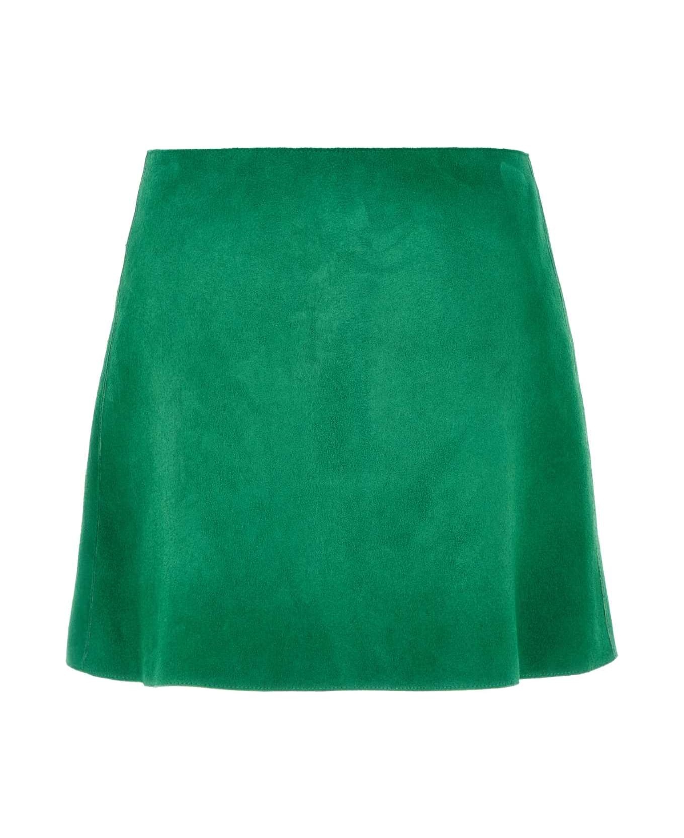 Grass Green Suede Mini Skirt - 2