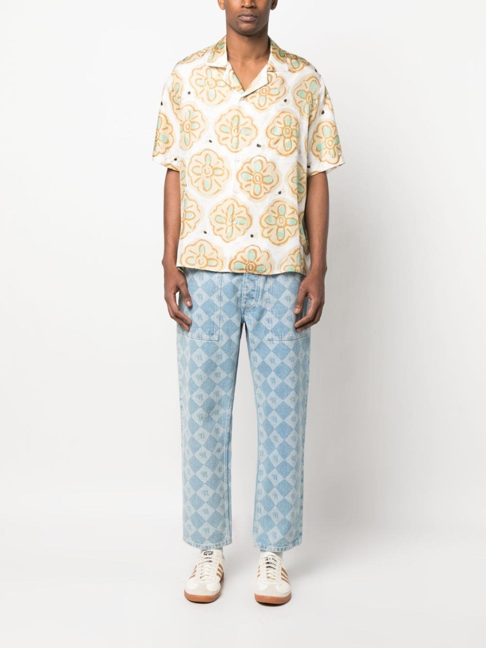check logo-print cropped jeans - 2