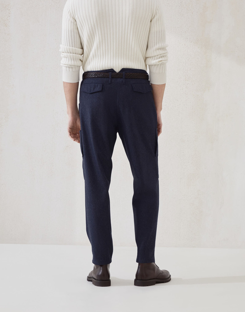 Brunello Cucinelli Virgin wool flannel ergonomic trousers with patch pockets outlook