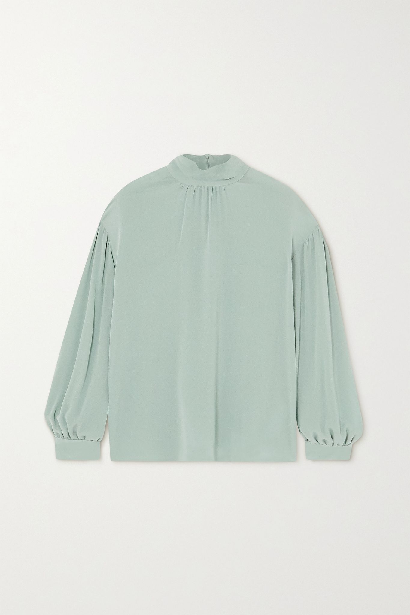 Gathered silk-crepe blouse - 1