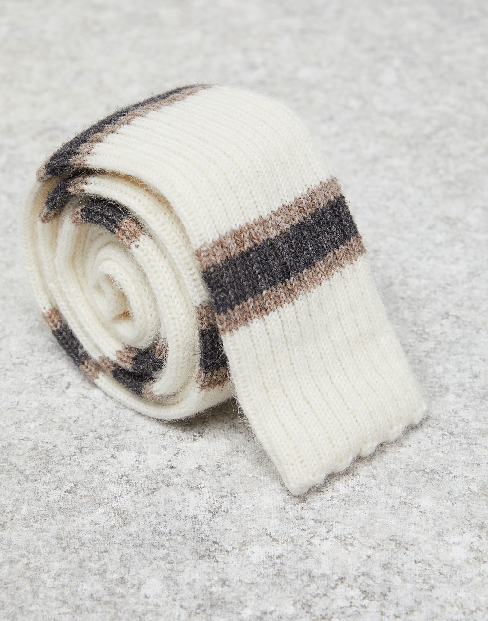 Alpaca and wool striped knit tie - 2