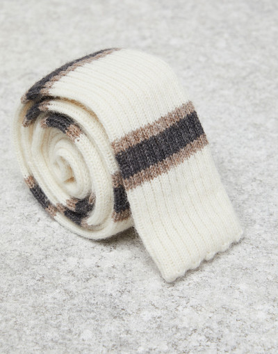 Brunello Cucinelli Alpaca and wool striped knit tie outlook