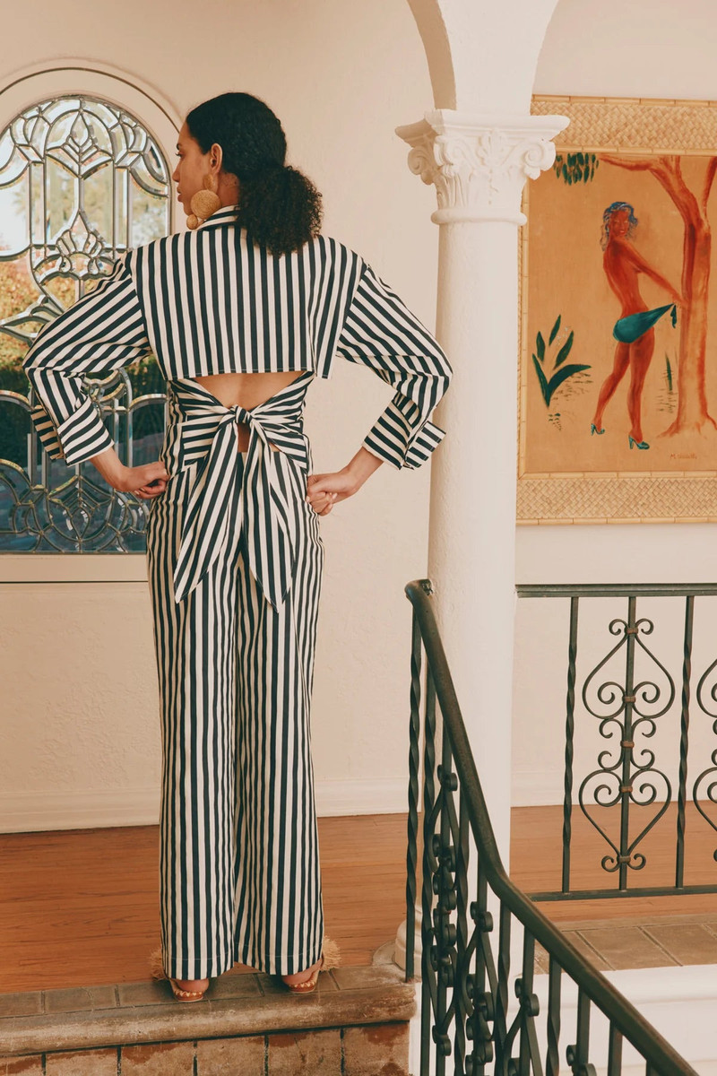 SIMONMILLER Pia Poplin Pant In Black/White Stripe outlook