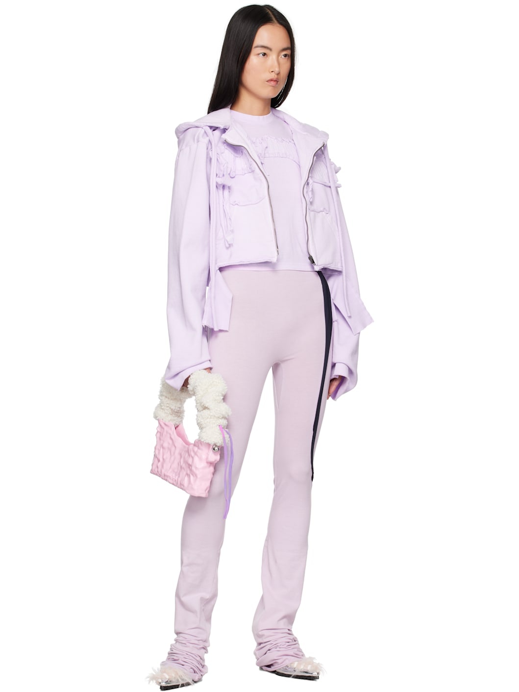 Purple Distressed Drape Lounge Pants - 4