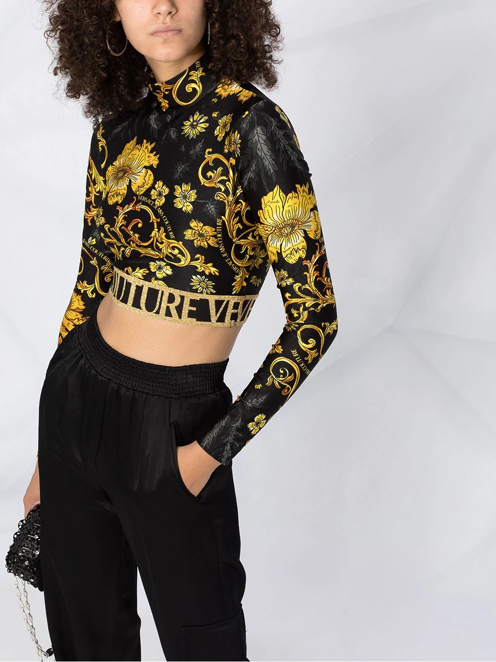 cropped baroque-print T-shirt - 5