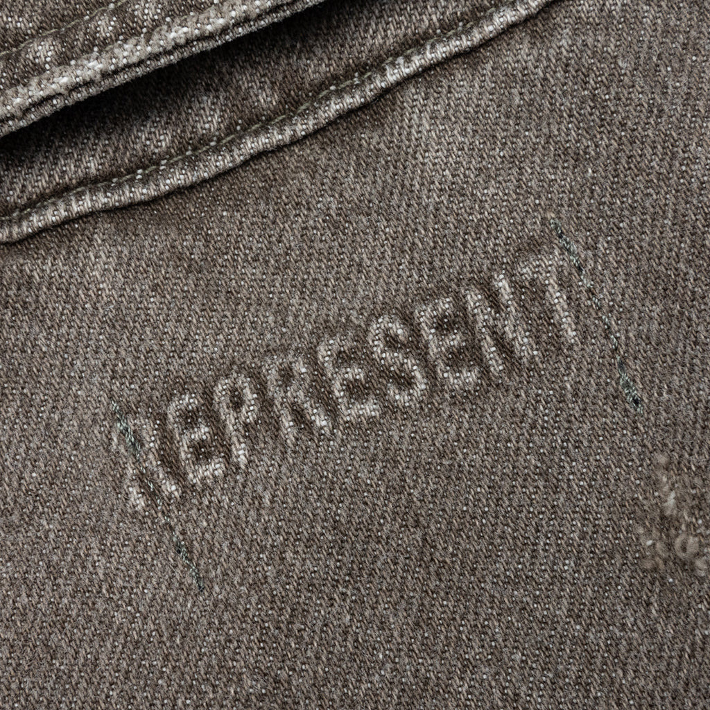 COLLARED DENIM JACKET - WASHED OLIVE - 5