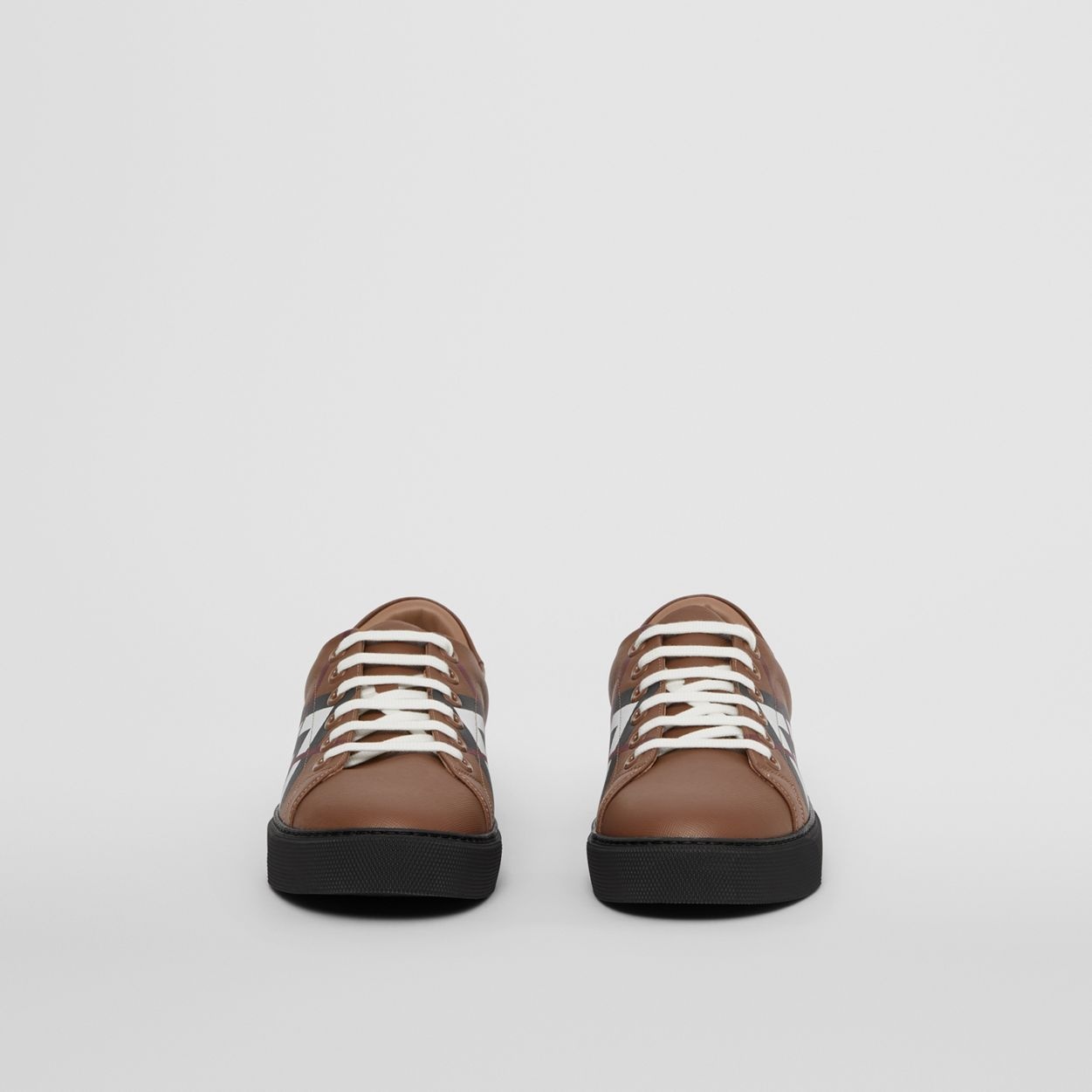 Chevron Check Leather Sneakers - 4