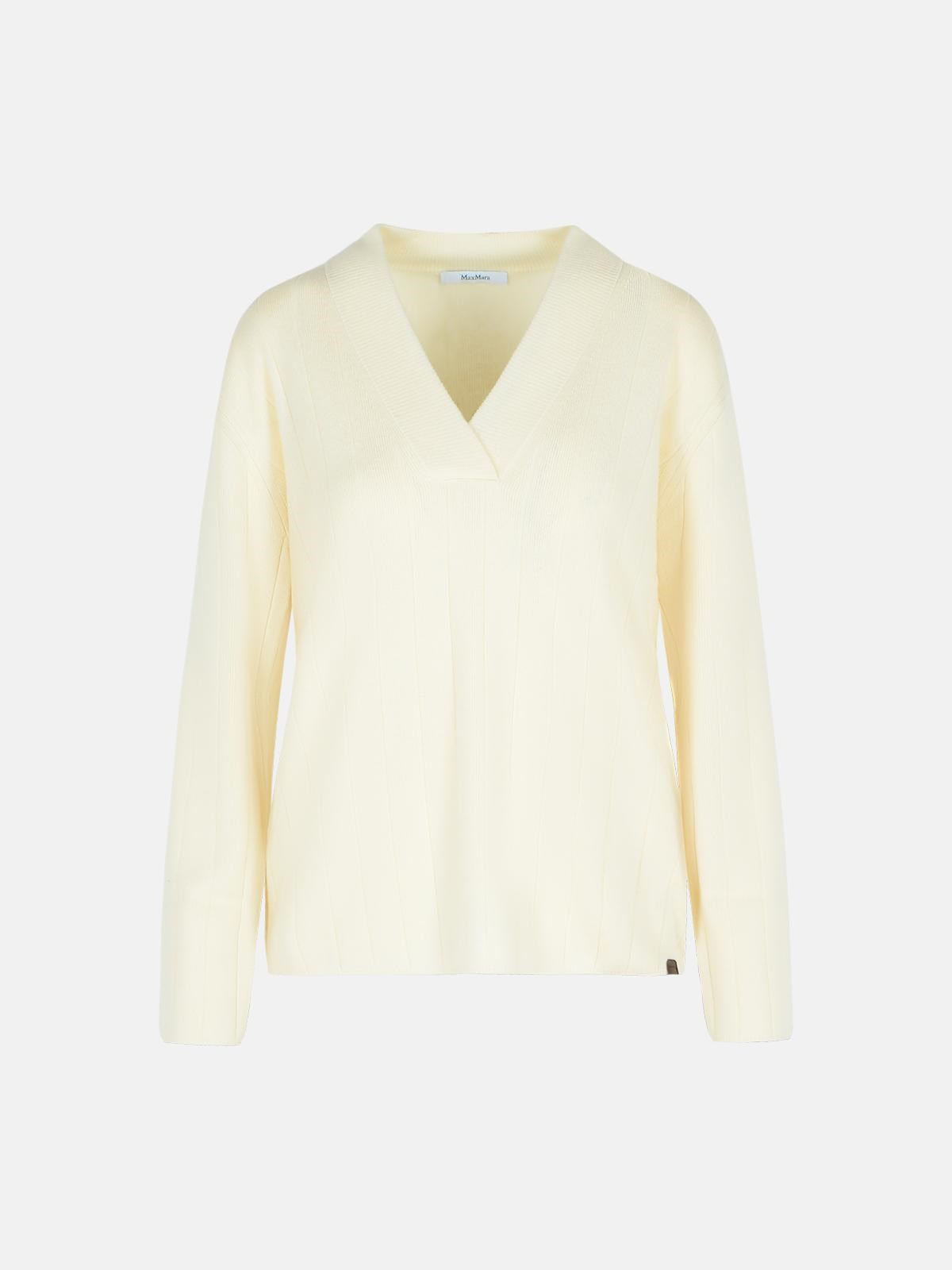 'ARTEN' WHITE CASHMERE YARN SWEATER - 1