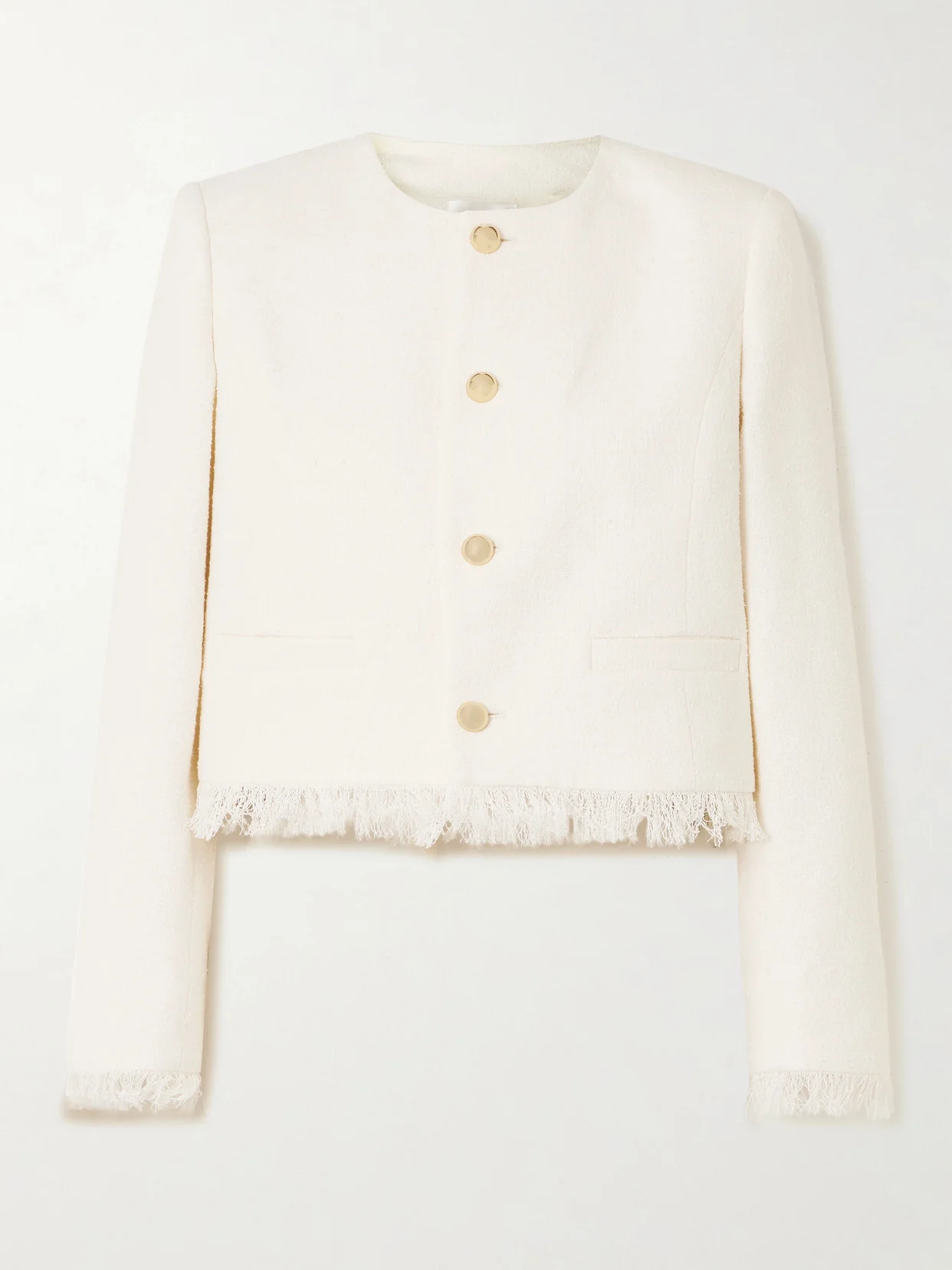 Cropped Fringed Cotton-blend Tweed Jacket - 1