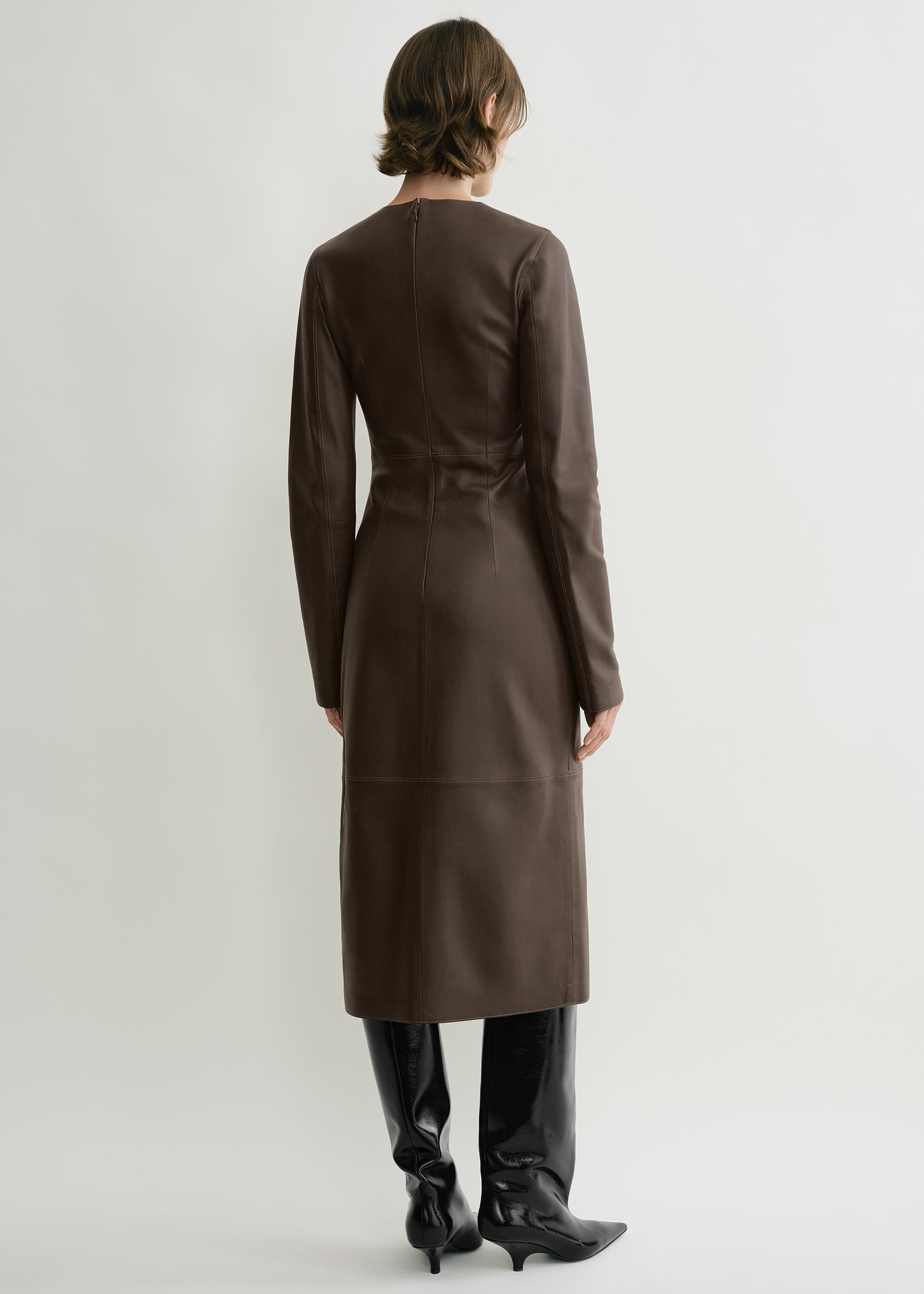 Paneled leather dress bark - 4