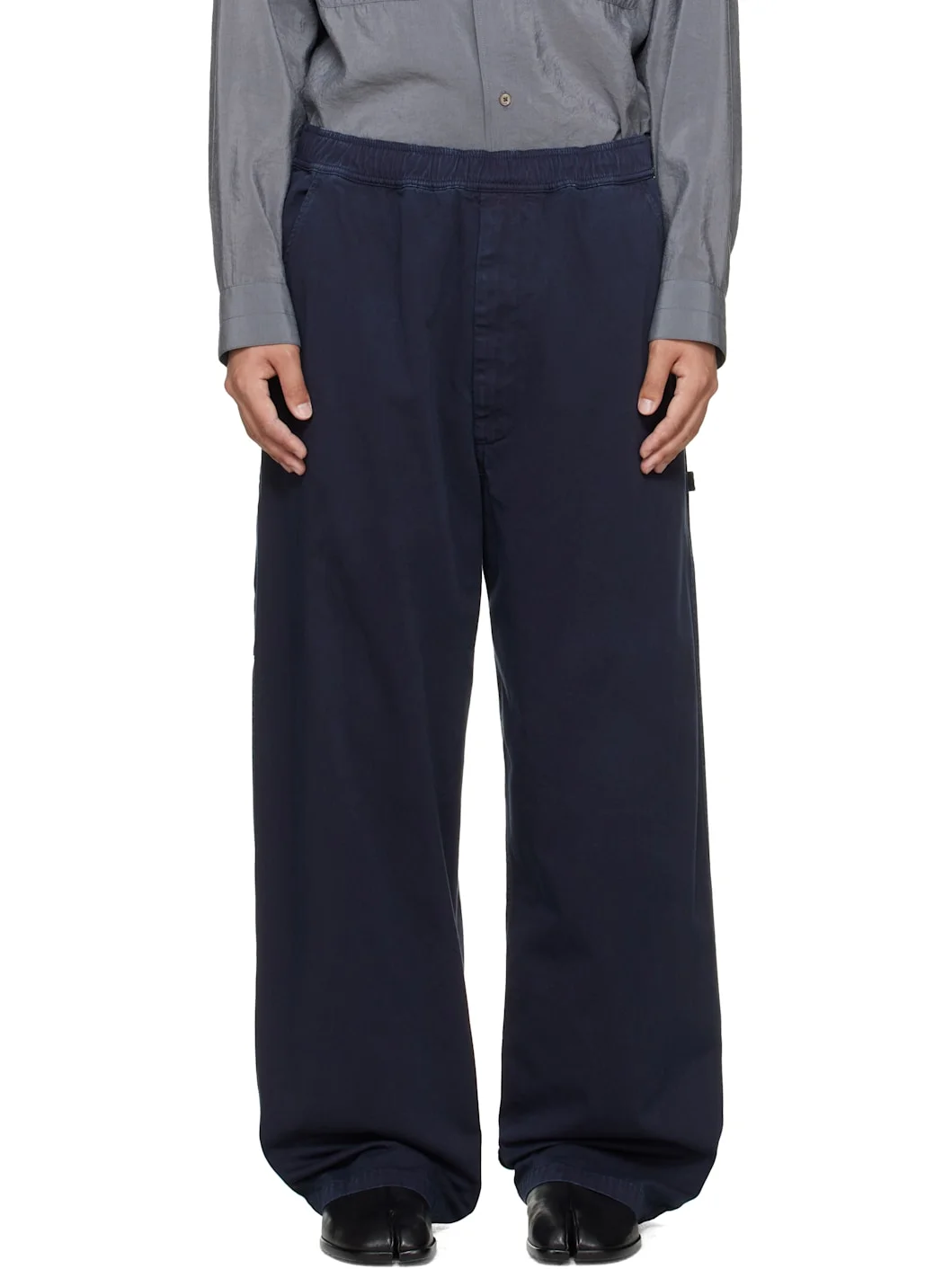 Navy Cotton Twill Trousers - 1