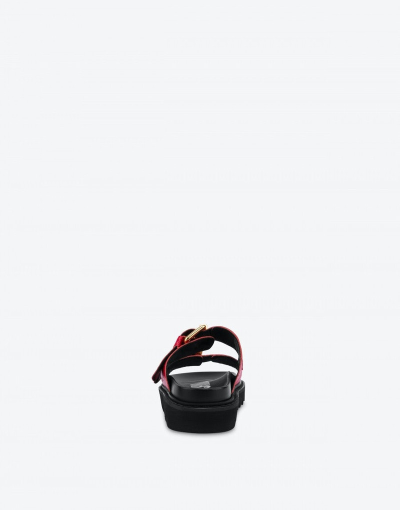 Moschino PYTHON PRINT CALFSKIN SANDALS WITH BUCKLES outlook