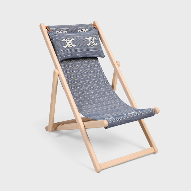 DECK CHAIR IN WOOD AND JACQUARD TEXTILE 1