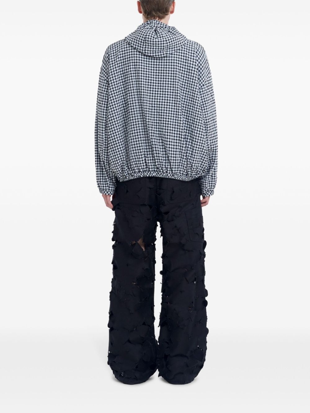 check-pattern hooded jacket - 4